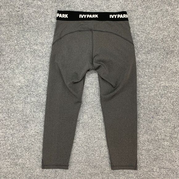 Ivy Park Cropped Legging Women S Small Grey Logo Waistband Low Rise Stretch - Picture 8 of 11